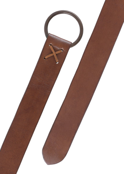 Mittelalter-Ledergürtel m. Messingring 150cm oder 190 cm braun