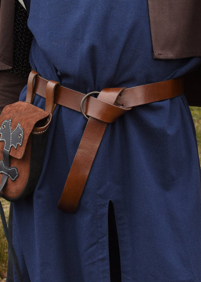 Mittelalter-Ledergürtel m. Messingring 150cm oder 190 cm braun