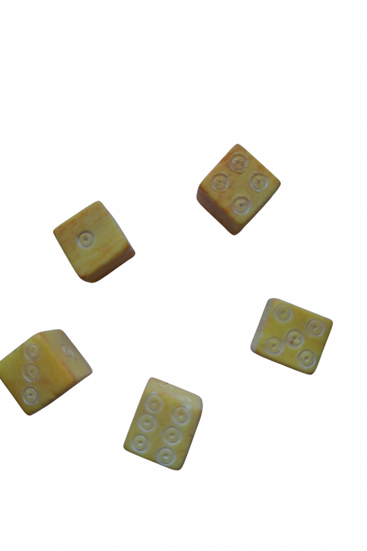 Knochenwürfel B-Ware / Gelb / 5 Stück